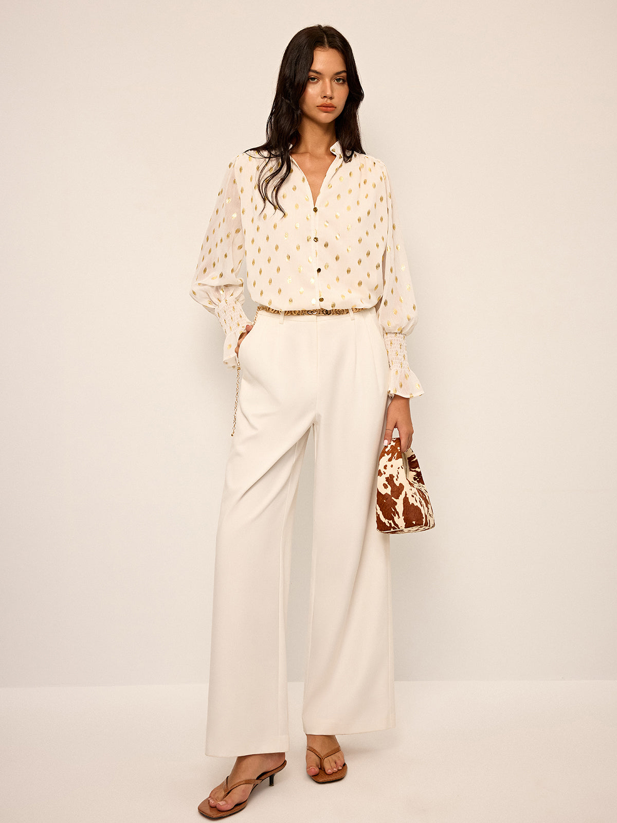 NEVINA Polka Dot Chiffon Top