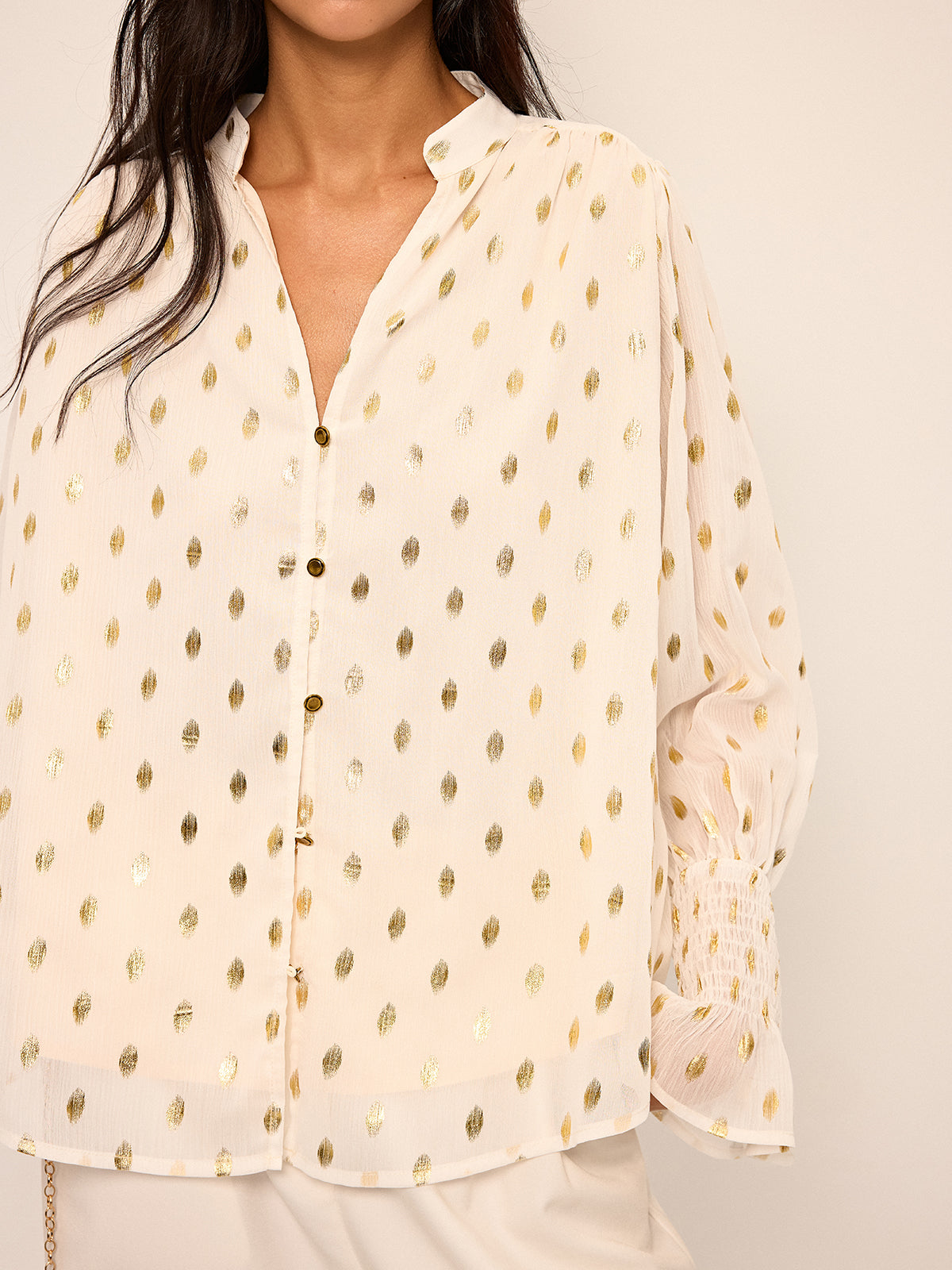 NEVINA Polka Dot Chiffon Top