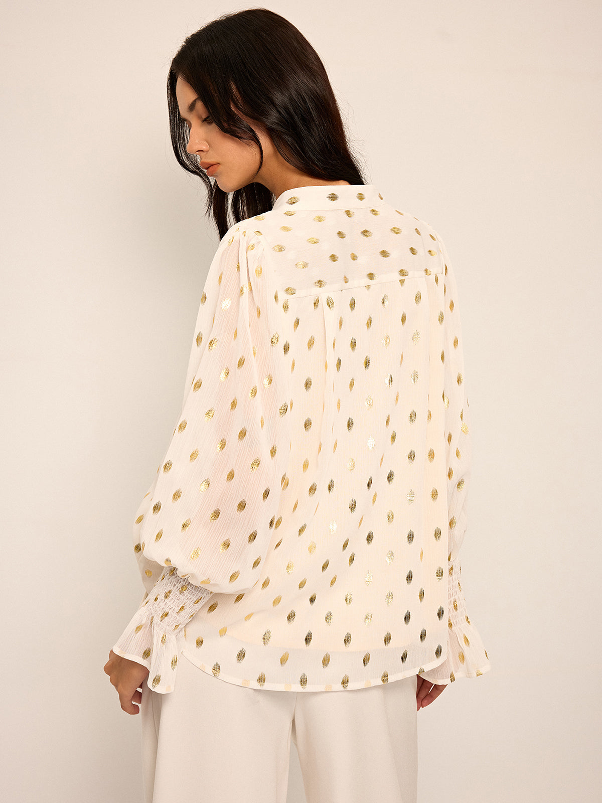 NEVINA Polka Dot Chiffon Top