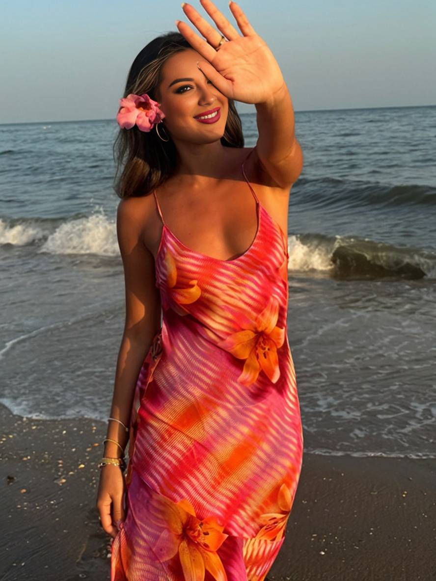 Isla – Irregular Floral Backless Maxi Dress