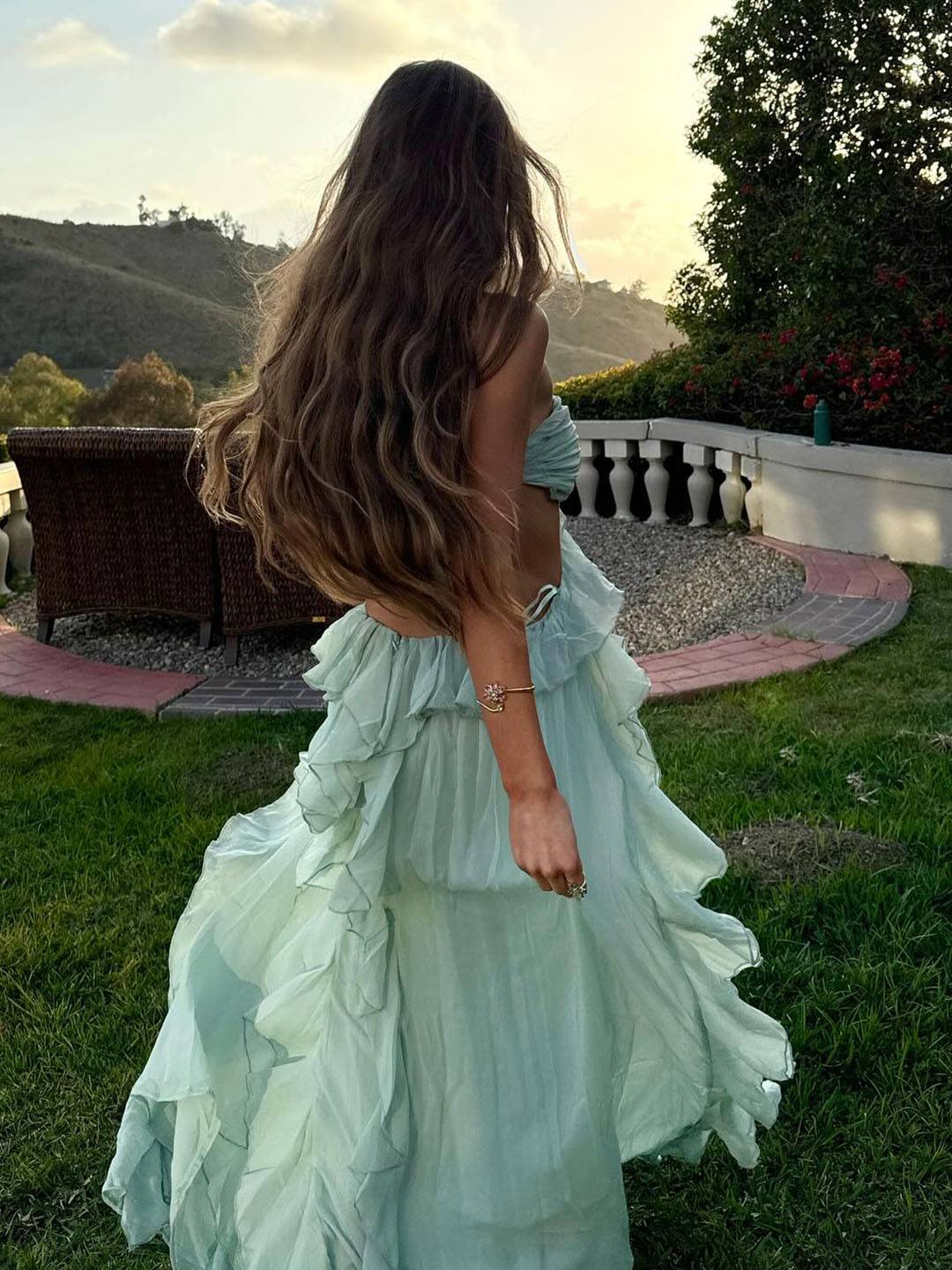 MIREYA - Floral Chiffon Bustier Maxi Dress