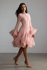 GLORIA Flared Long Sleeve Midi Dress