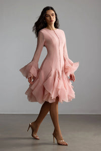 GLORIA Flared Long Sleeve Midi Dress