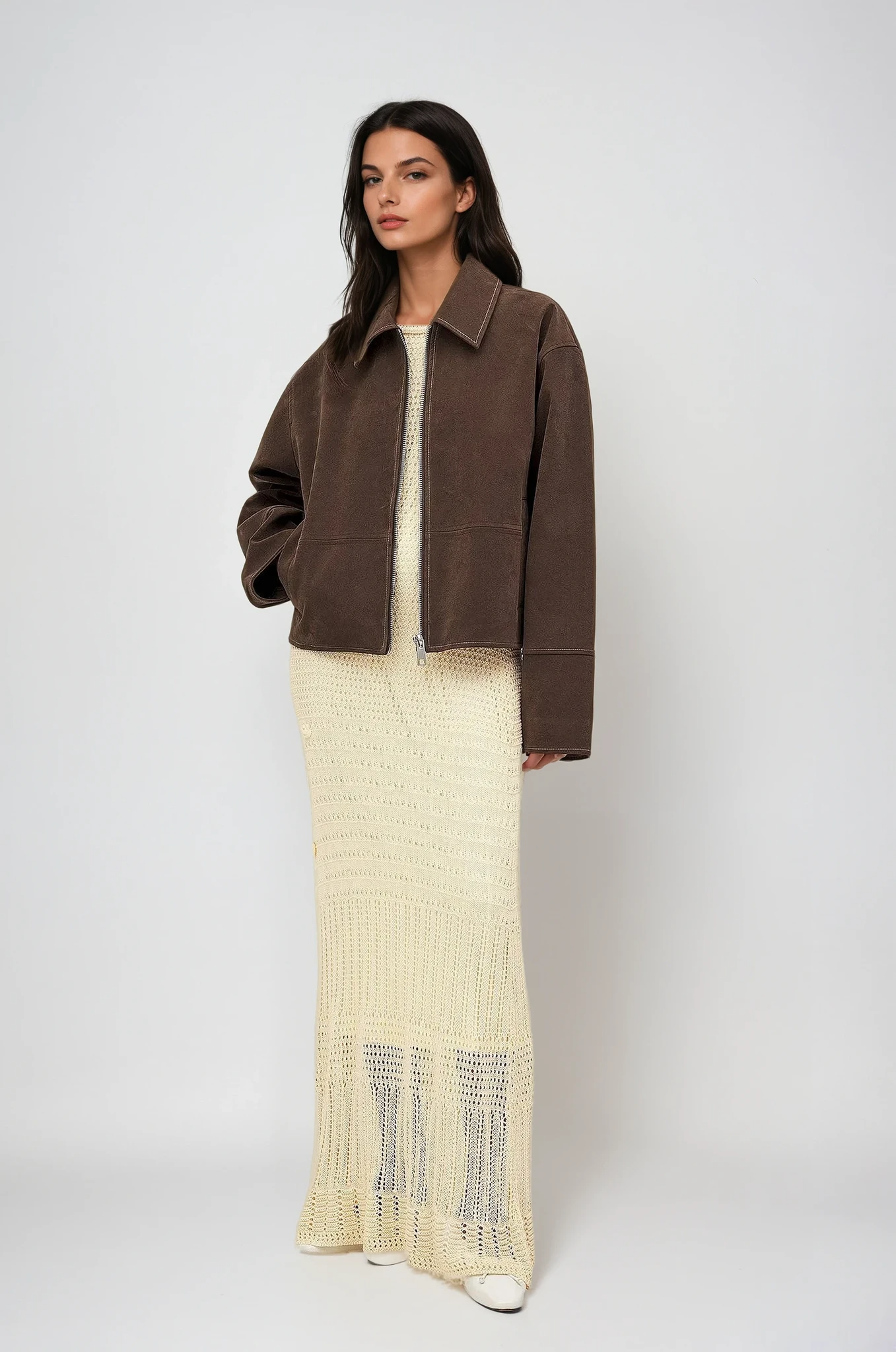 Valira – Faux Suede Zip Jacket