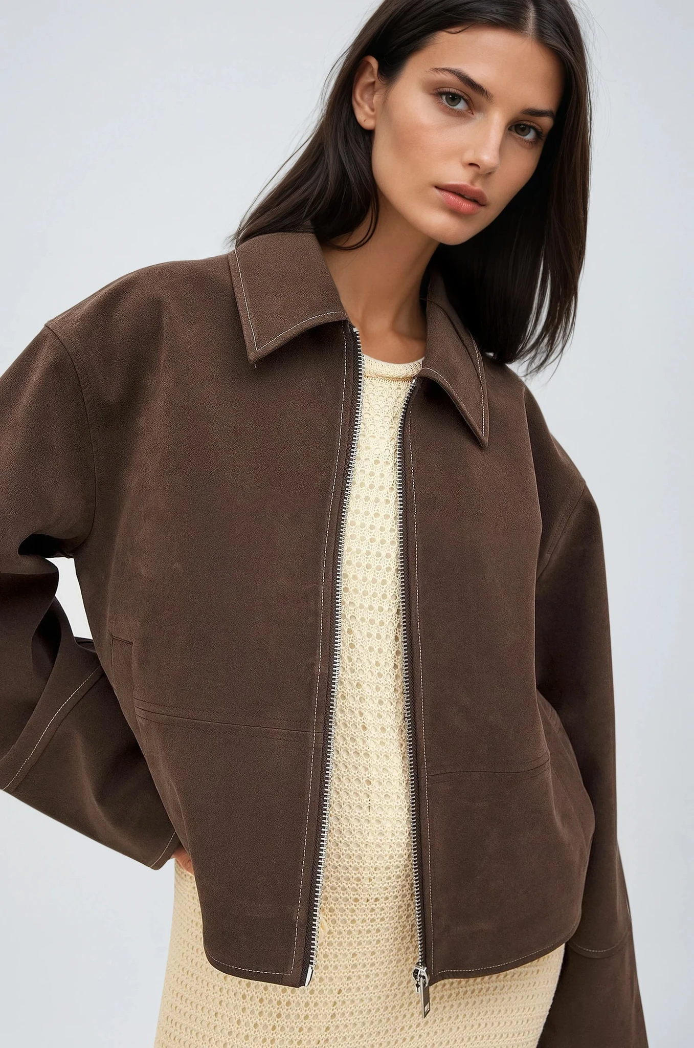 Valira – Faux Suede Zip Jacket