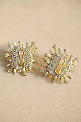 Sunburst Keyhole Crystal Statement Earrings