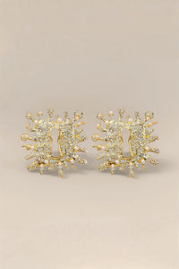 Sunburst Keyhole Crystal Statement Earrings