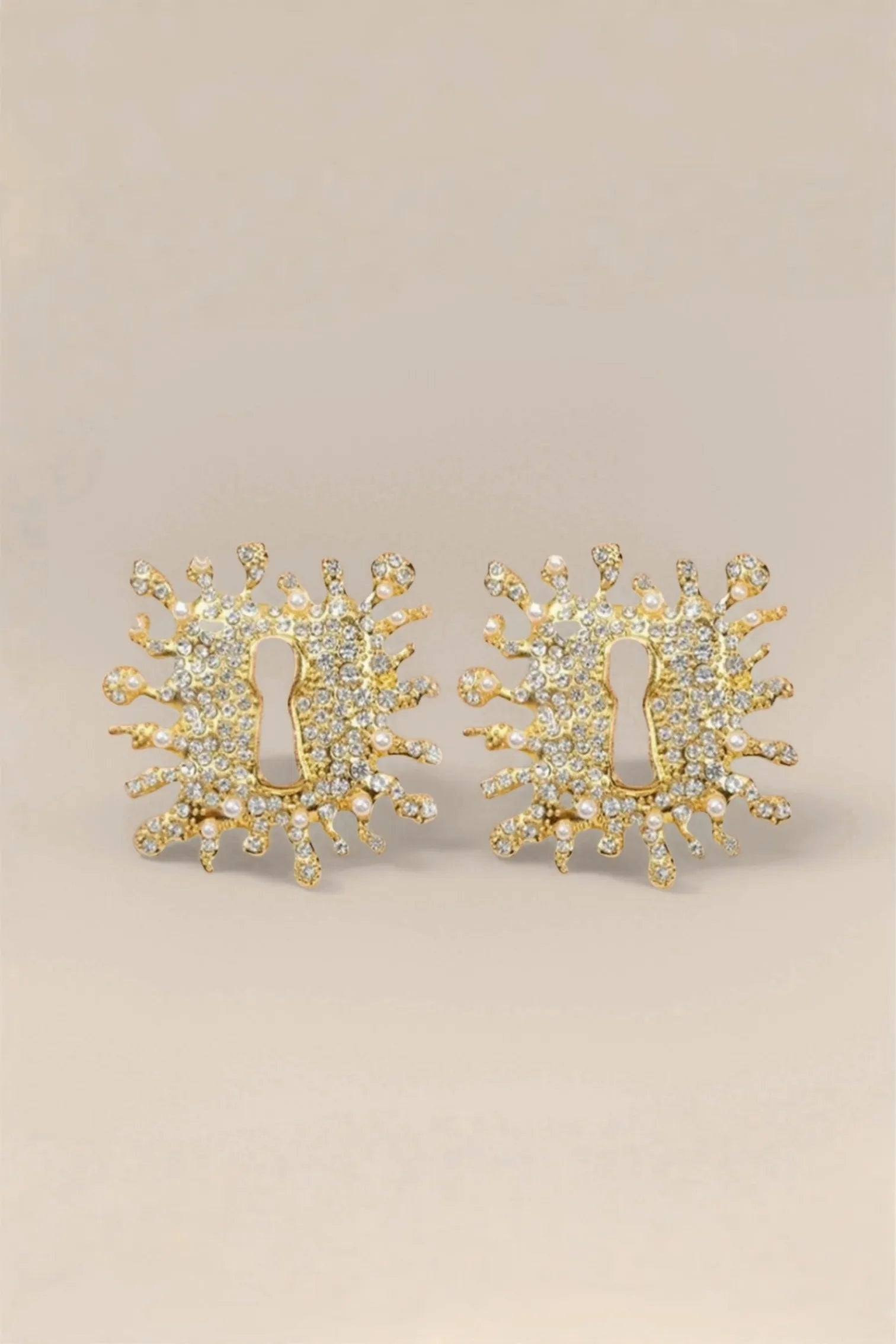 Sunburst Keyhole Crystal Statement Earrings
