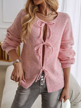 Allegra-Vita Tied Round Neck Cardigan