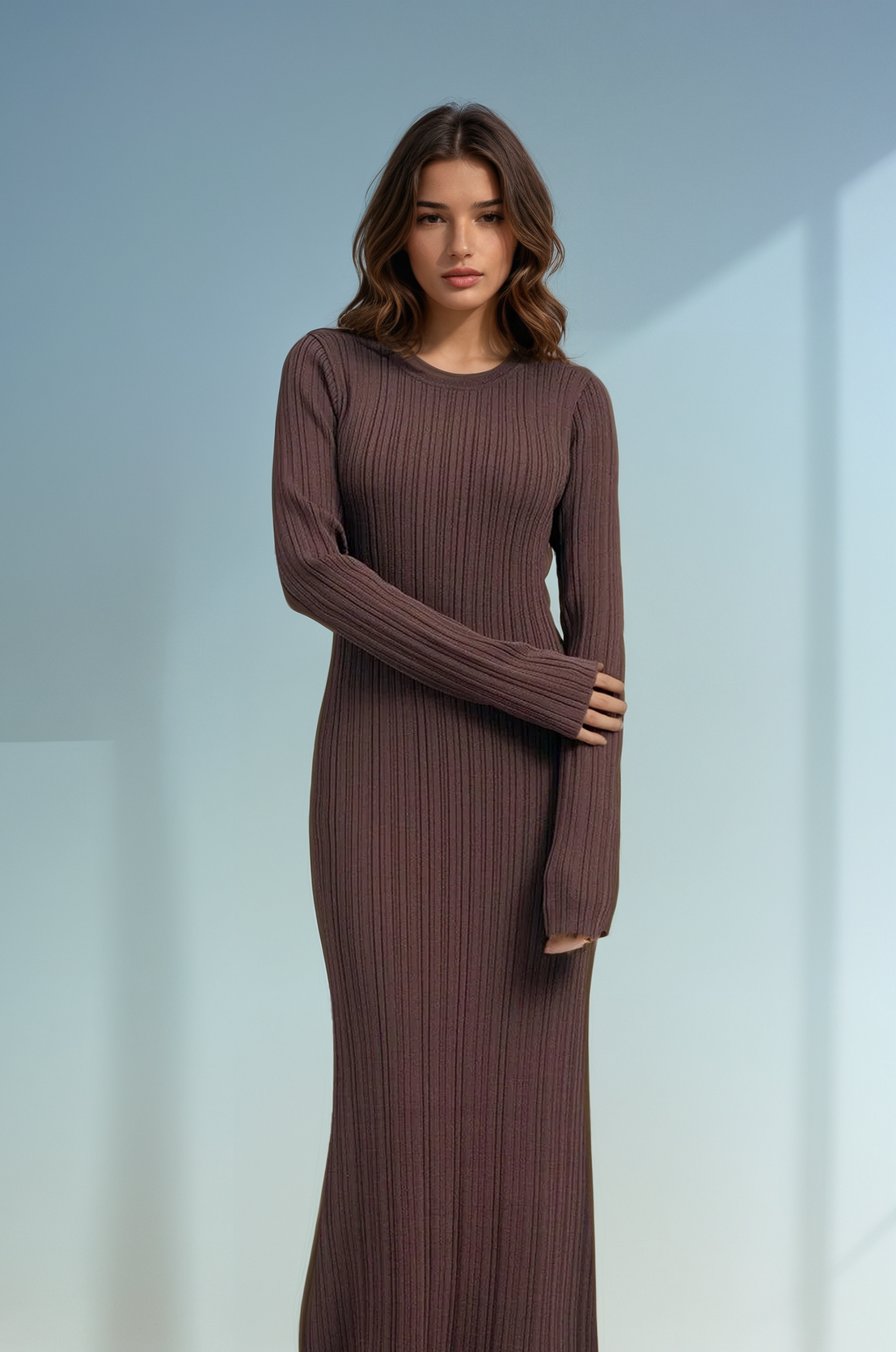 Lorenza-Mari Ribbed Knit Maxi Dress