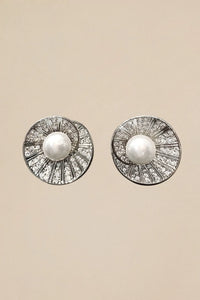 Spiral Shell Pearl Stud Earrings