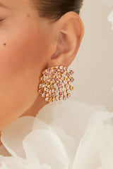 Crystal Fan Statement Earrings