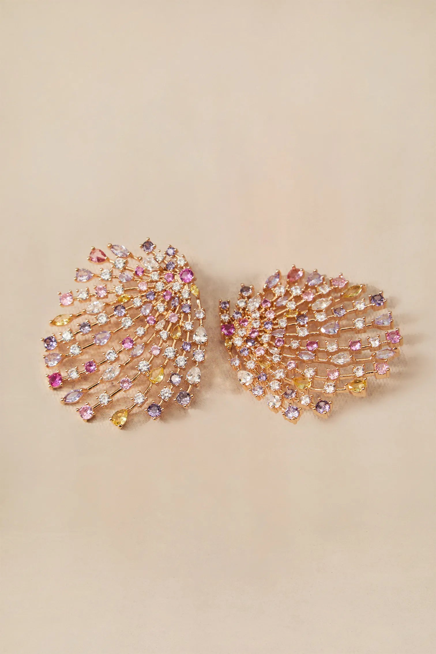 Crystal Fan Statement Earrings