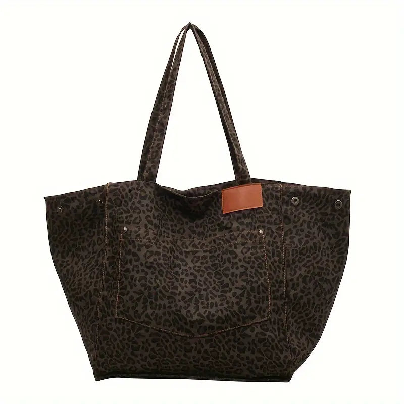 Olivia's Chic Tote – Vintage Leopard Canvas Bag