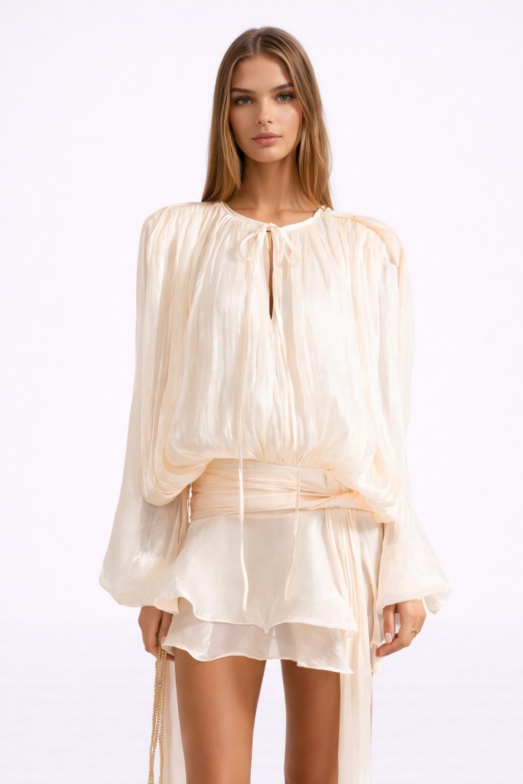 LIVIA Pleated Mesh Dress