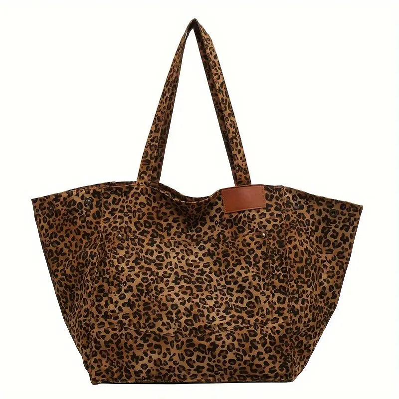 Olivia's Chic Tote – Vintage Leopard Canvas Bag