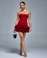 NISARA Corset Ruffle Mini Dress