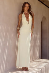 ELARA Halter Neck Maxi Dress