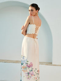 LIVIA Floral Lace Up Back Sleeveless Maxi Dress