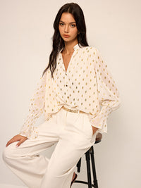 NEVINA Polka Dot Chiffon Top