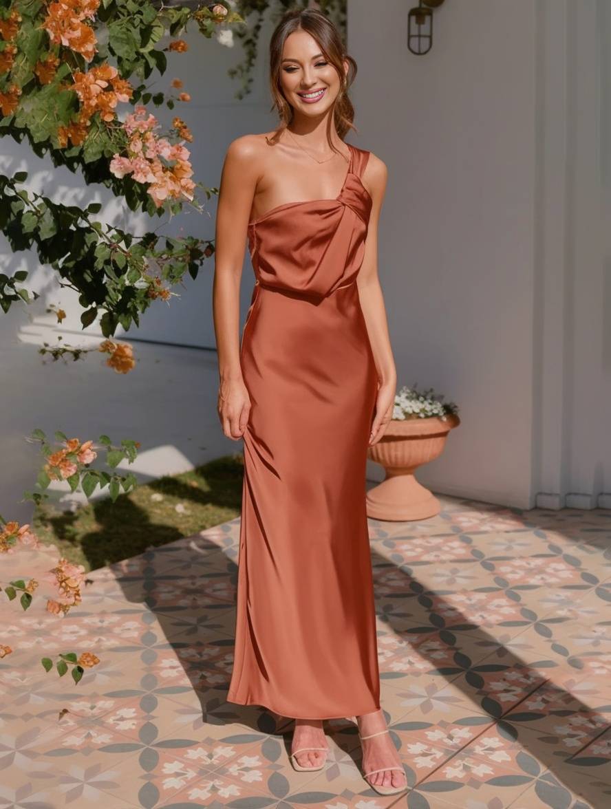 ELEVA – Satin Maxi Dress