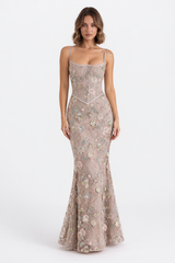 VALERIA Embellished Corset Maxi Dress