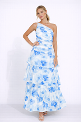 LORINDA Floral Ruffle Maxi Dress
