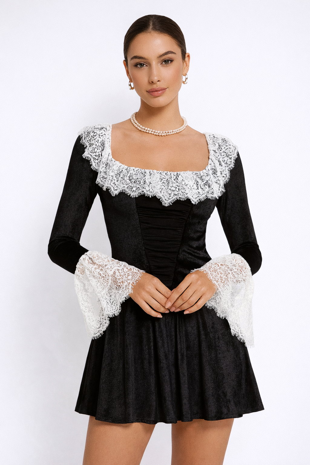 ELAROSE Lace Mini Dress