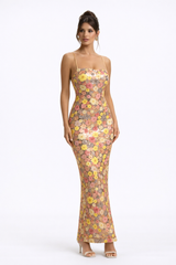 SELVIANA Floral Sequin Maxi Dress