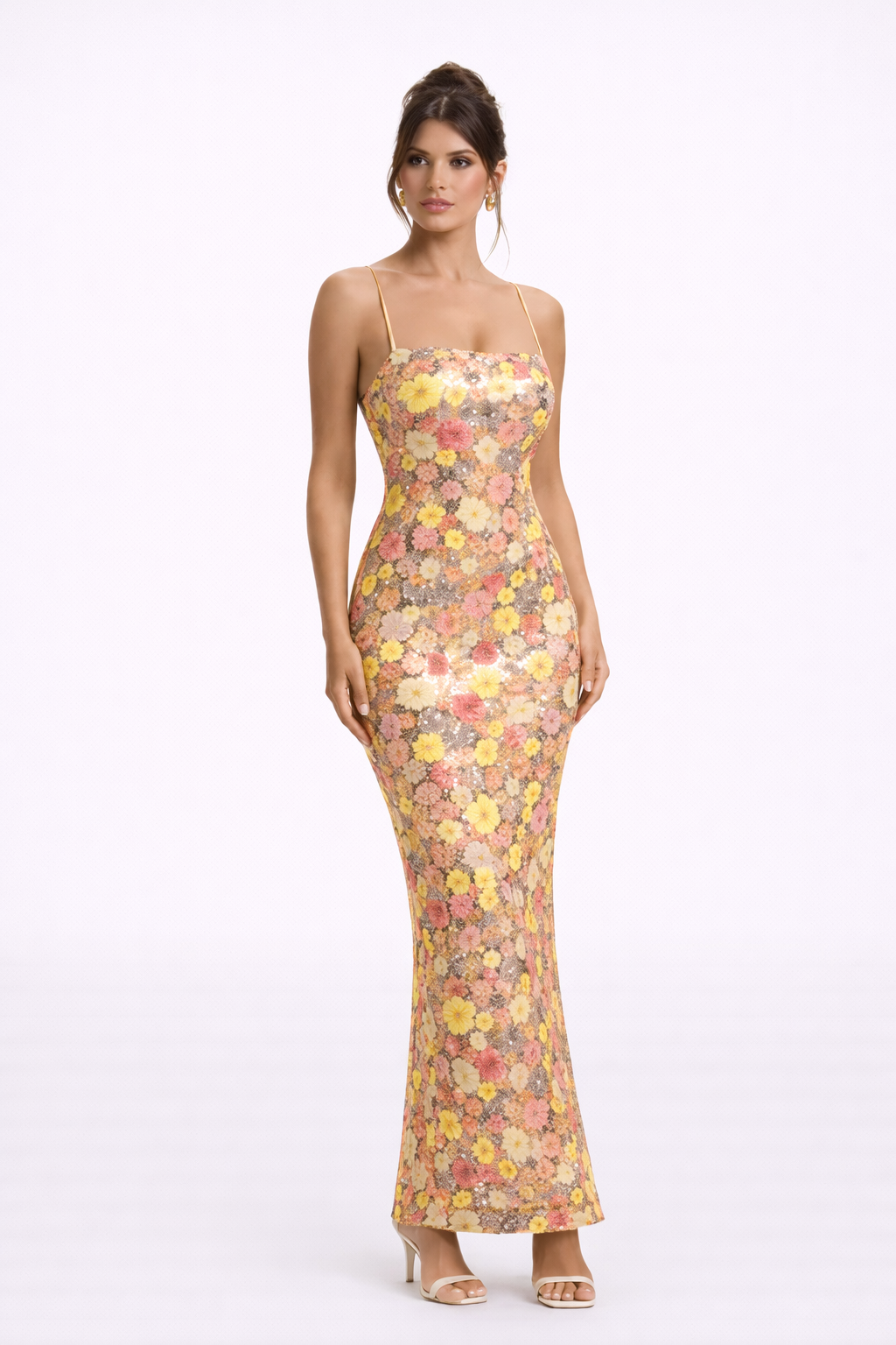 SELVIANA Floral Sequin Maxi Dress