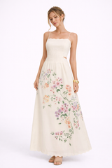 LIVIA Floral Lace Up Back Sleeveless Maxi Dress