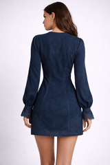 VELMIRA Lace Trim Mini Dress