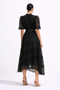 AURELIA Embroidered Lace Maxi Dress With Puff Sleeves
