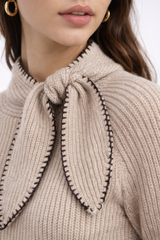 RIBBON Tie-Neck Knit Top