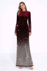 NOCTELLA Crystal Gradient Long Sleeve Maxi Dress