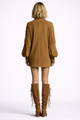 VELUNA Suede Turtleneck Mini Dress