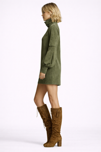 VELUNA Suede Turtleneck Mini Dress