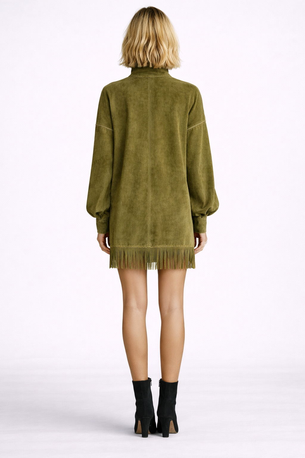 ZARETHA Fringe Suede Dress