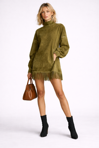 ZARETHA Fringe Suede Dress