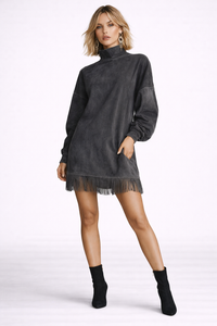 ZARETHA Fringe Suede Dress