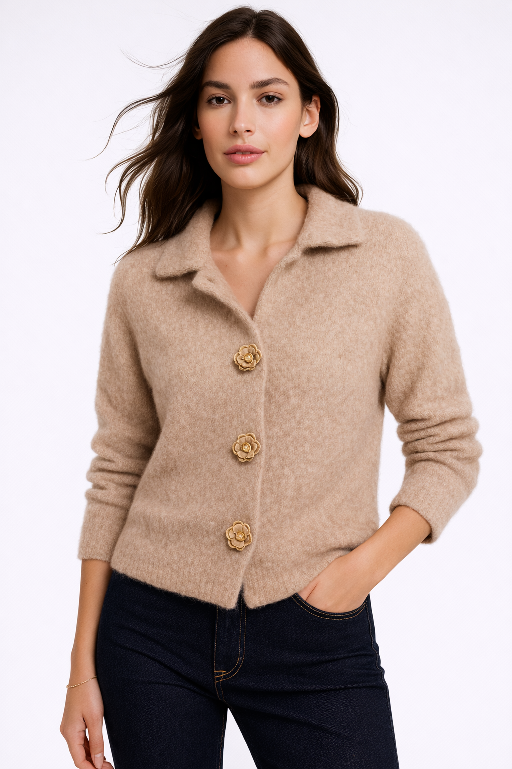 CELINA Button Collar Sweater