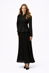 GRACEFUL ARRIVAL Lace Jacket & Pleated Skirt Set