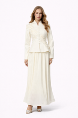 GRACEFUL ARRIVAL Lace Jacket & Pleated Skirt Set