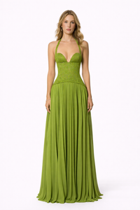 FENITY Maxi Dress Elegant Halter Silhouette