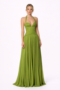 FENITY Maxi Dress Elegant Halter Silhouette
