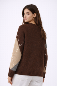 ROMELIA V-Neck Diamond Knit Sweater