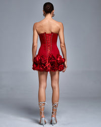 NISARA Corset Ruffle Mini Dress