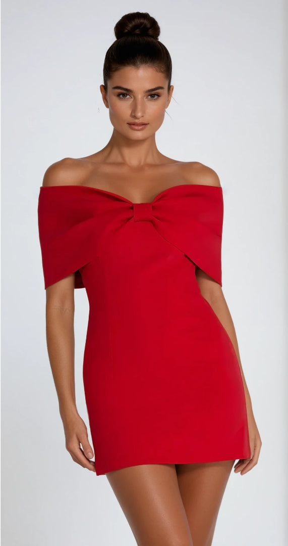 Amore Fiocco Dress – Off-Shoulder Elegance