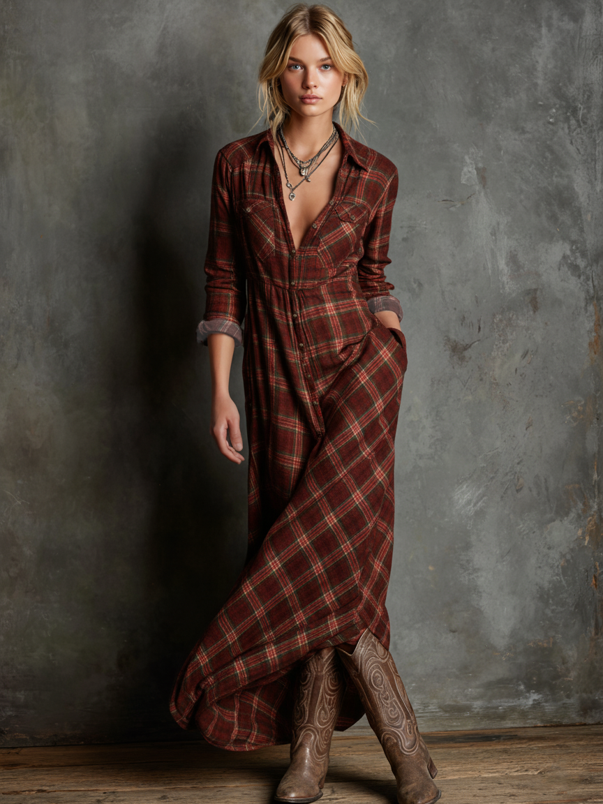 PLAIRA Shirt Maxi Dress