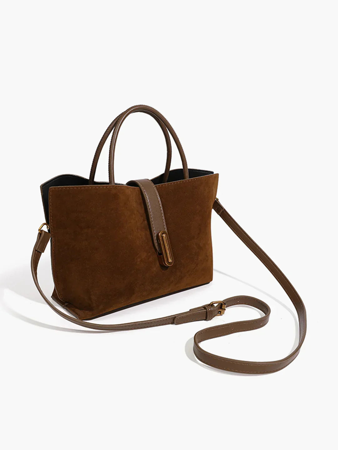 VELURA Handle Suede Compartment Bag